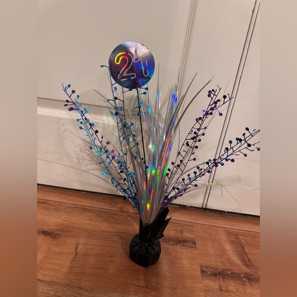 Black blue silver and purple 21st Birthday Centerpiece​​